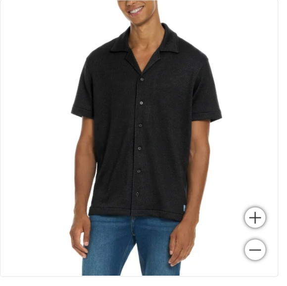 NWT Scotch & Soda Men's Jersey Short Sleeve Button Up Shirt Black L - Picture 1 of 6